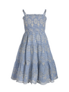 Girls Lila Dress In Sky/Natural Eyelet