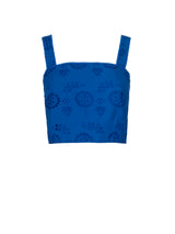 Ilyssa Crop Top In Royal Blue San Andrés Eyelet