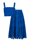 Ilyssa Top + Joanna Skirt Set In Royal Blue San Andrés Eyelet