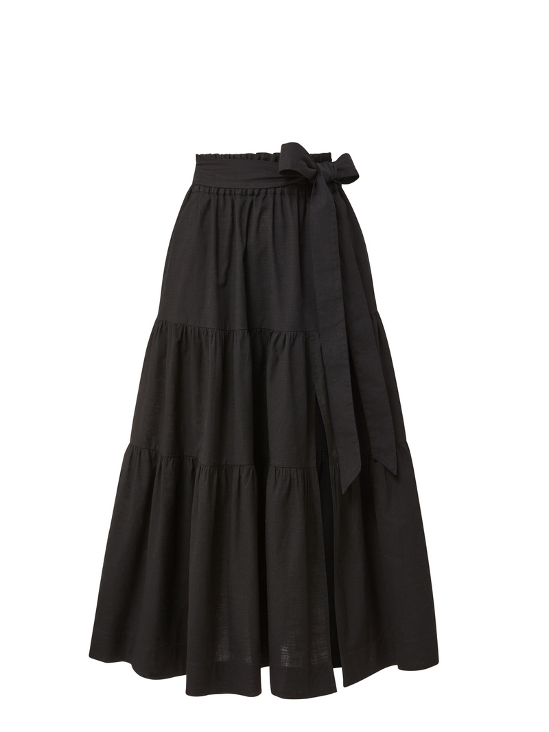 Jenni Skirt in Black Cotton Slub