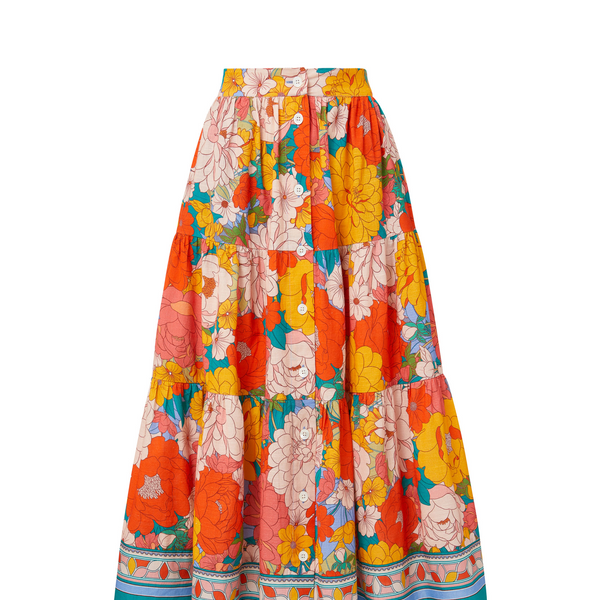スカート LENINA JOHANNA print skirt_flower Joanna Skirt In Zinnia Fields | CHANGE OF SCENERY – Change