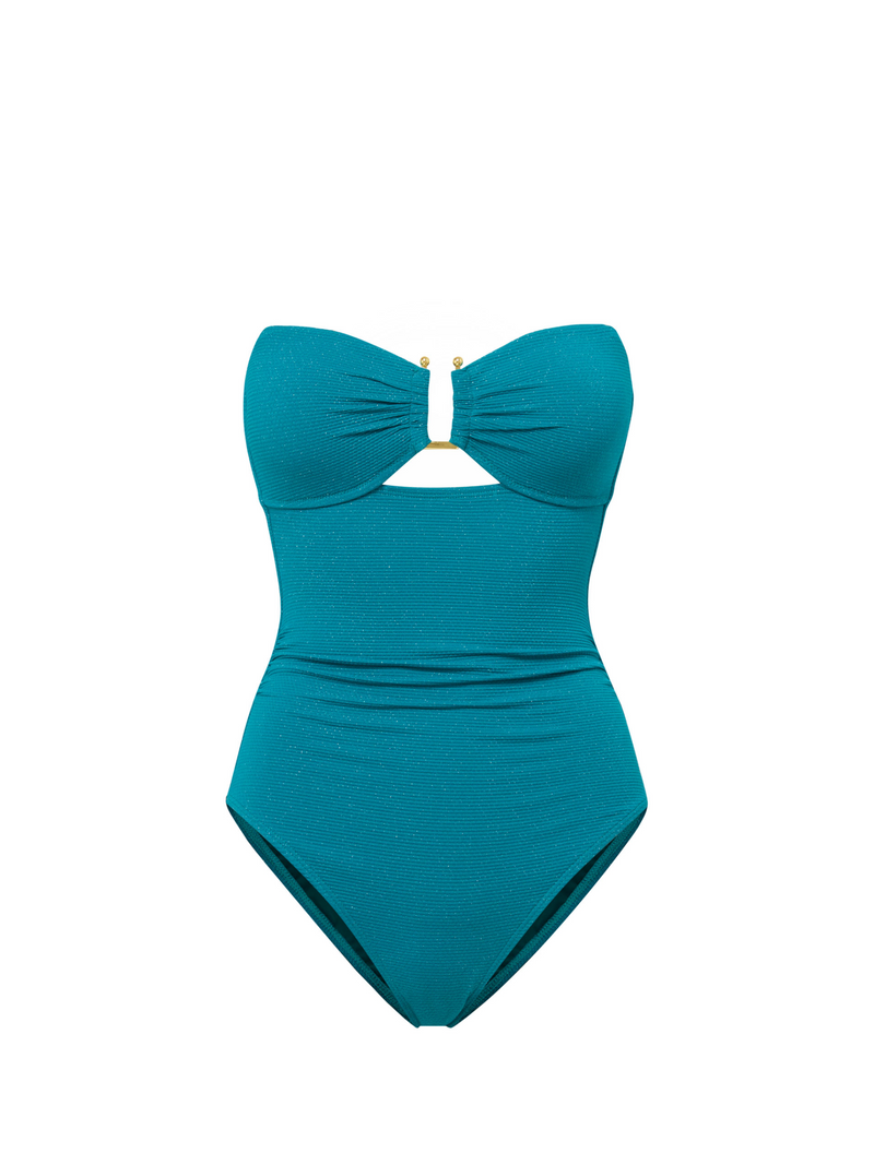 Juliette One Piece In Jungle Green Metallic Pique