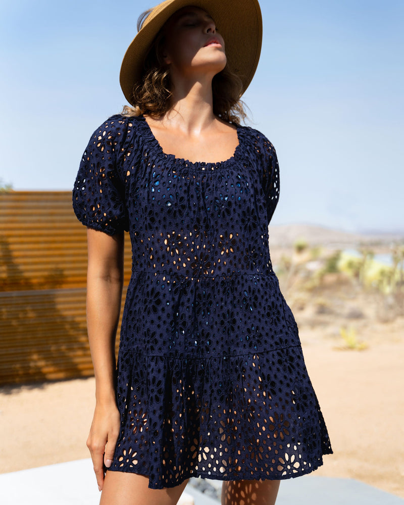 Kelly Dress in Navy Seaside Eyelet Kelly Dress in Navy Seaside Eyelet