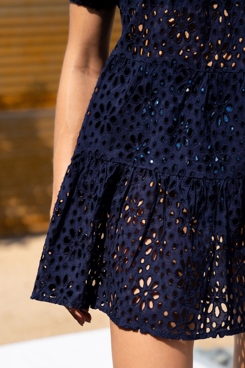 Kelly Dress Navy Seaside Eyelet