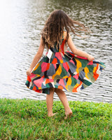 Girls Lila Dress In Carta Colorblock