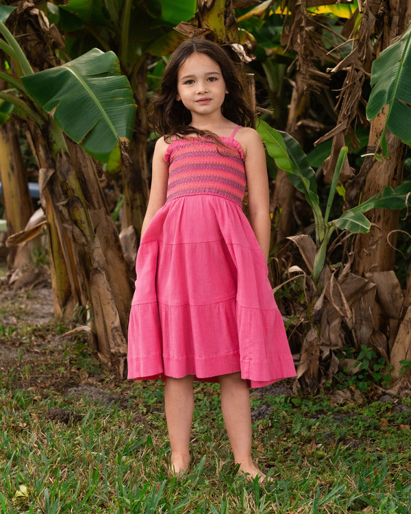 Girls Lila Dress In Hibiscus