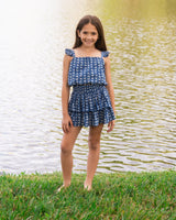 Girls Bryn Top & Skirt Set In Denim Tides