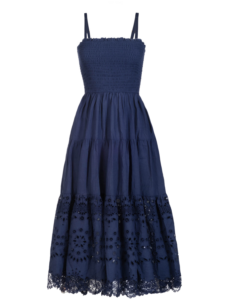 Kristen Dress In Navy Calypso Eyelet