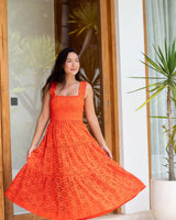 Kristen Dress In Flame Seaside Eyelet