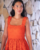 Kristen Dress In Flame Seaside Eyelet