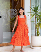 Kristen Dress In Flame Seaside Eyelet