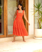 Kristen Dress In Flame Seaside Eyelet