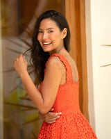 Kristen Dress In Flame Seaside Eyelet