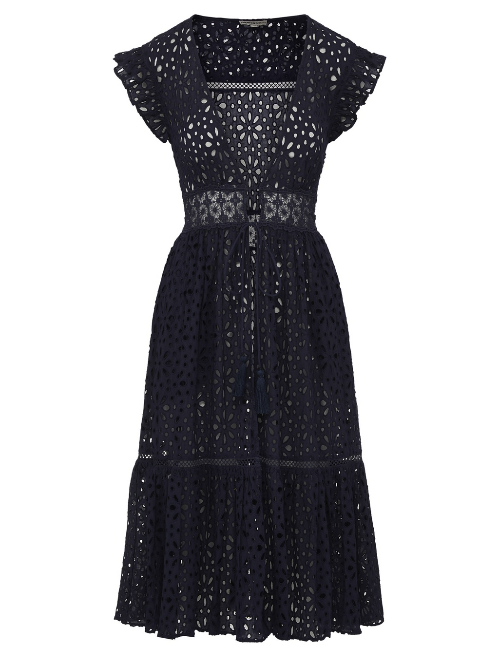 black coverup dress VENUS Mesh Trimmed Cover-Up Dress | Black