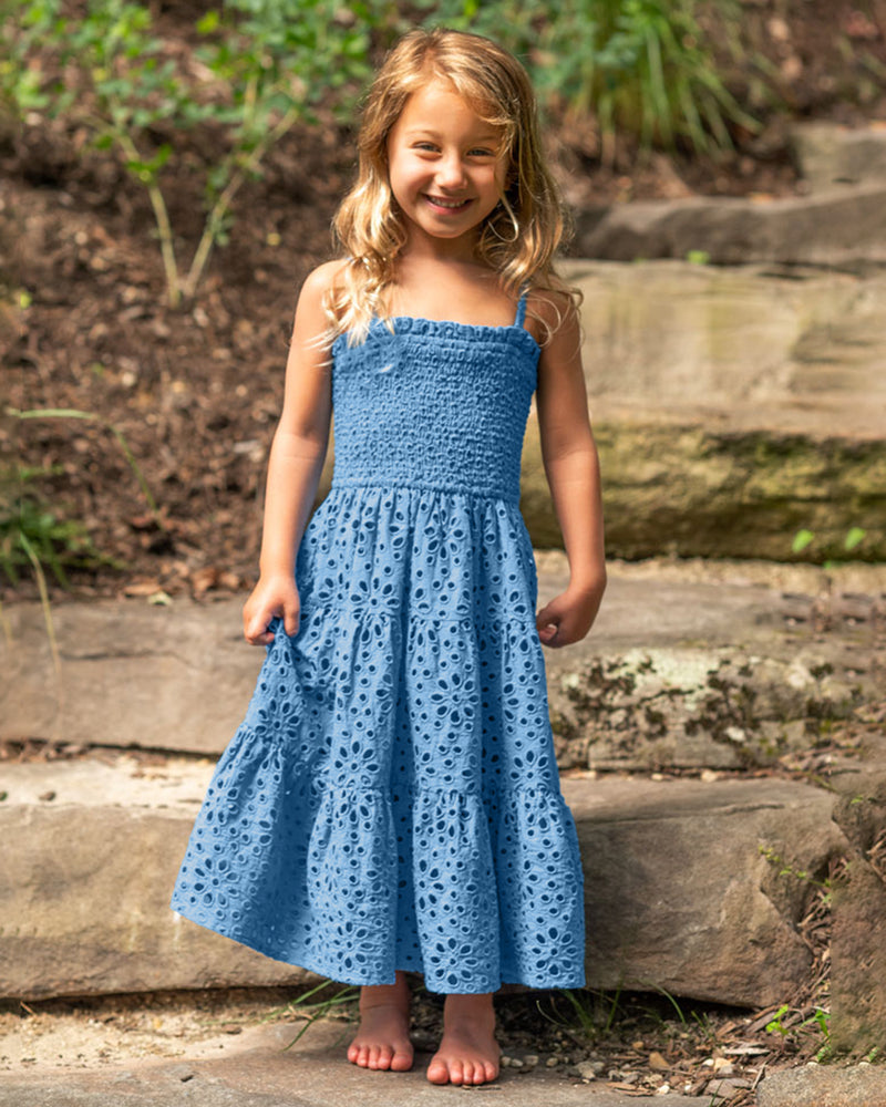 Girls Lila Dress In Bluebell Seaside Eyelet