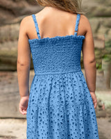 Girls Lila Dress In Bluebell Eyelet