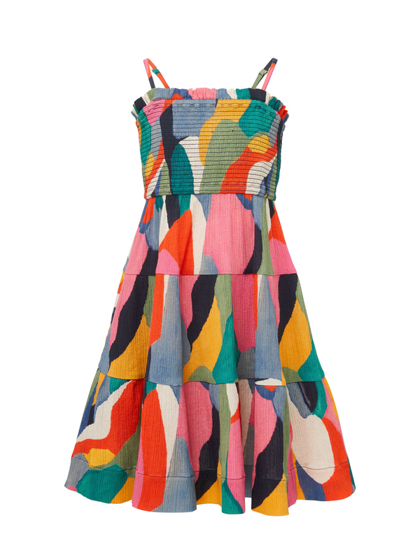 Girls Lila Dress In Carta Colorblock