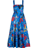Blue floral dress on a white background