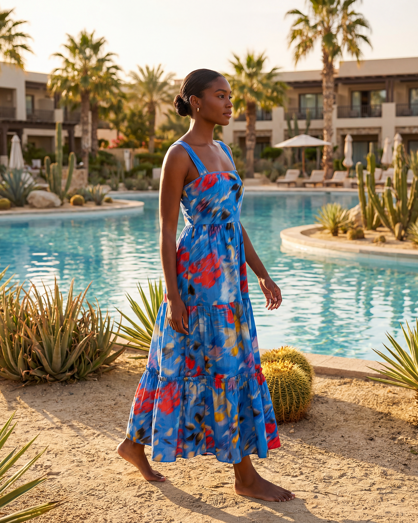Change Of Scenery Lizzie Print Tiered Midi Dress - Larkspur Bay