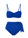 Nellie Top + Side Tie High Waist Bottom in Royal Blue Texture