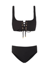 Samara Top + Classic Midrise Bottom In Black Texture