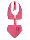 Shana Top + Belted Hi Waist Hi Leg Bottom In Hibiscus Metallic