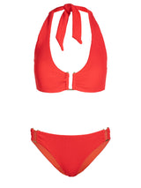 Shana Top + Layla U Bottom In Guava Red Texture