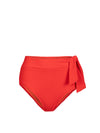 Side Tie High Waist Bottom In Guava Red Texture
