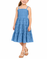 Girls Lila Dress In Bluebell Eyelet