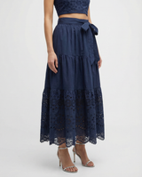 Ilyssa Top + Jenni Skirt Set In Navy Calypso Eyelet