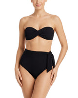 Side Tie High Waist Bottom In Black Texture