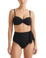 Side Tie High Waist Bottom In Black Texture