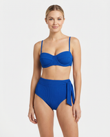 Side Tie High Waist Bottom In Royal Blue Texture
