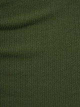 Side Tie High Waist Bottom Olive Textured Stripe