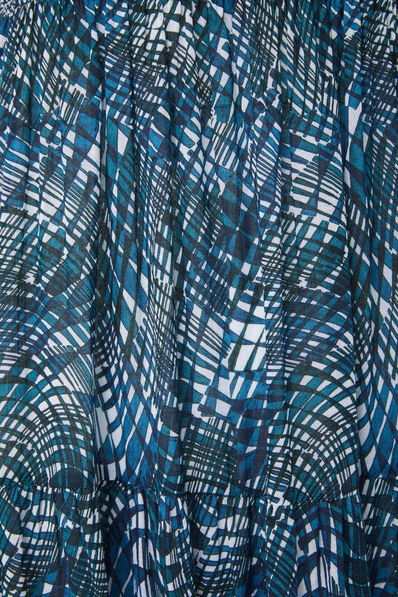 Teal and white abstract wave print from Change of Scenery. Made from 100% cotton.